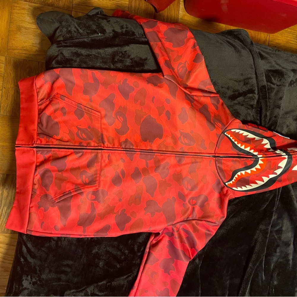 Bape Red Camo Shark Hoodie